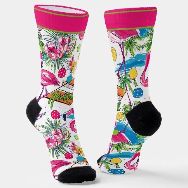 Chaussette Drôle Flamant rose de Pickleball Dinks Chaussettes (Angulaire)