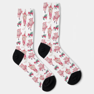 Chaussette Drôle Motif des Cochons de Noël