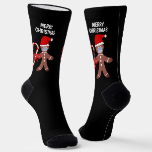 Chaussette Drôle Noël Gingerbread Père Noël Mens