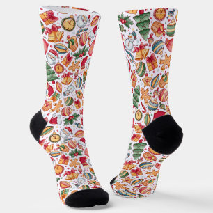 Chaussette Drôle Père Noël Motif de Noël