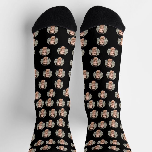 Chaussette Drôle Personnalisé photo visage noir équipage (Haut)