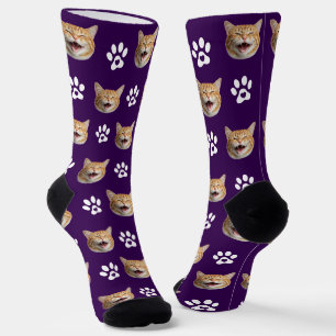 Chaussette Drôle photo de chat personnalisé avec Motif paw vi