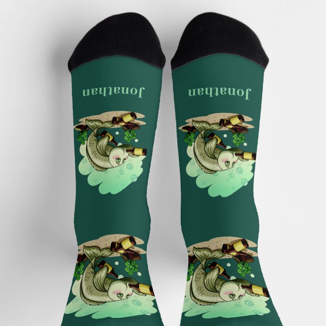 Chaussette Drôle Poisson personnalisé texte et couleur (Haut)