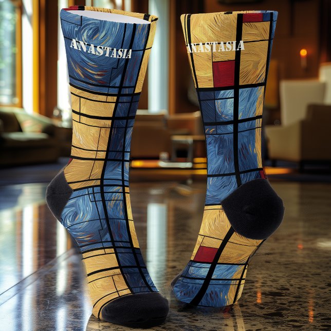 Chaussette Dynamic Abstract Socks in Blue, Yellow, and Red (Créateur téléchargé)