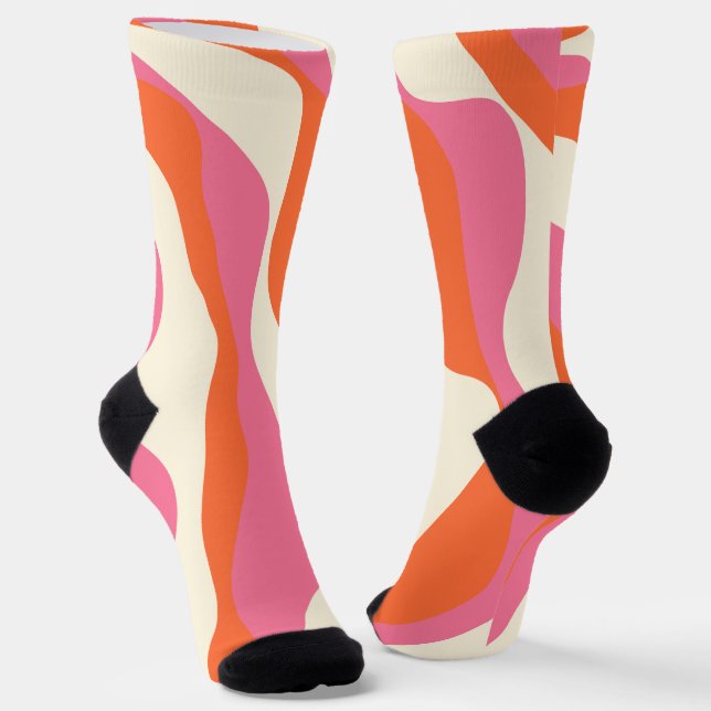 Chaussette Ebb et flux 4 - rose, orange et crème (Angulaire)