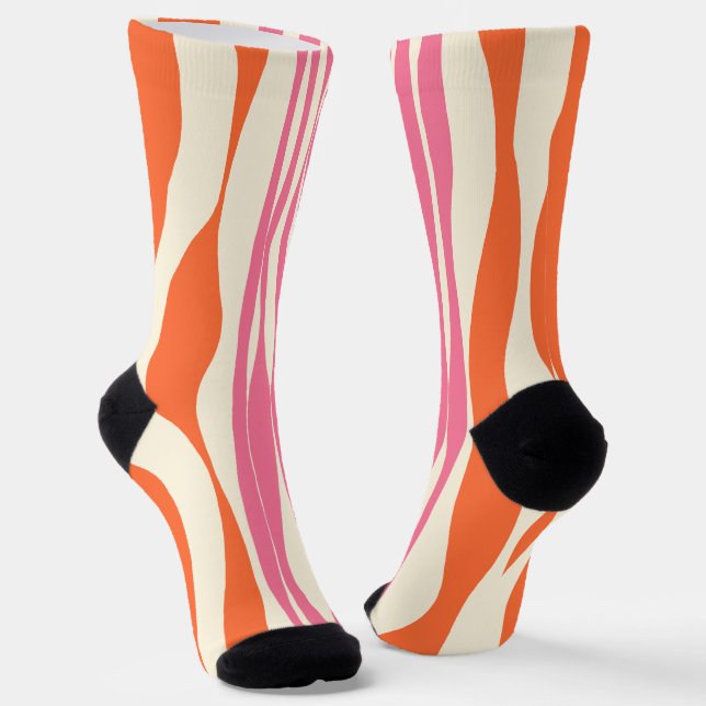 Chaussette Ebb et flux - rose, orange et crème (Angulaire)