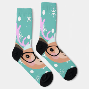 Chaussette Écharpe Chapeau Lunettes de fête de Noël de Renne 