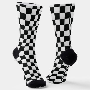 Chaussette Échecs d'impression de crocodile noir et blanc