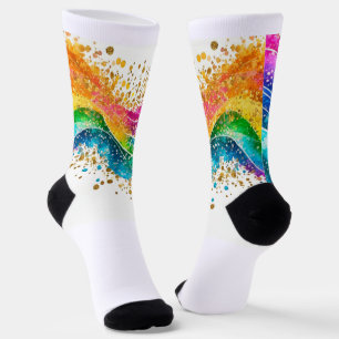 Chaussette éclaboussure arc-en-ciel
