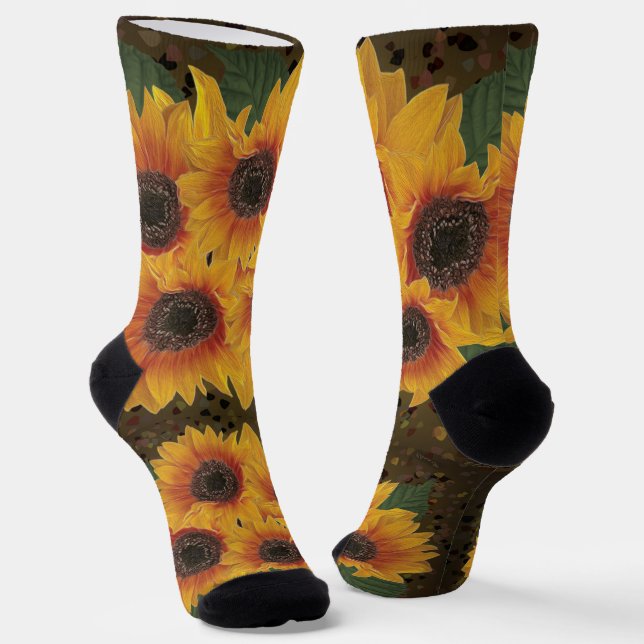 Chaussette Écran de l'âme de tournesol jaune monogramme (Angulaire)