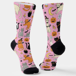 Chaussette Éffrayant Chats Motif Halloween