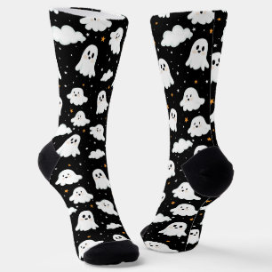 Chaussette Éffrayant mignon Halloween Ghost Nuageux Star Sky