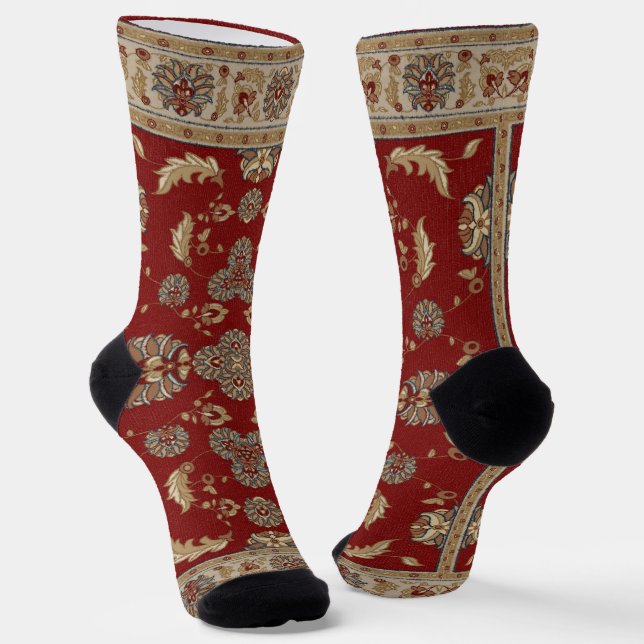 Chaussette Élégance intemporelle Tissu classique rouge et bei (Angulaire)
