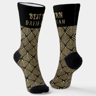 Chaussette Elégant Art Déco Best Man Monogram Mariage