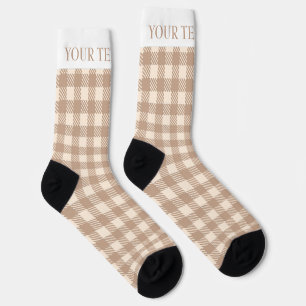 Chaussette Élégant en vichy beige brun preply plaid