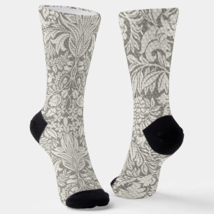 Chaussette élégant formel brocart de dentelle en damas blanc