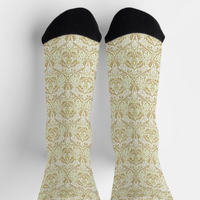 Chaussette Élégant modèle or floral (Haut)