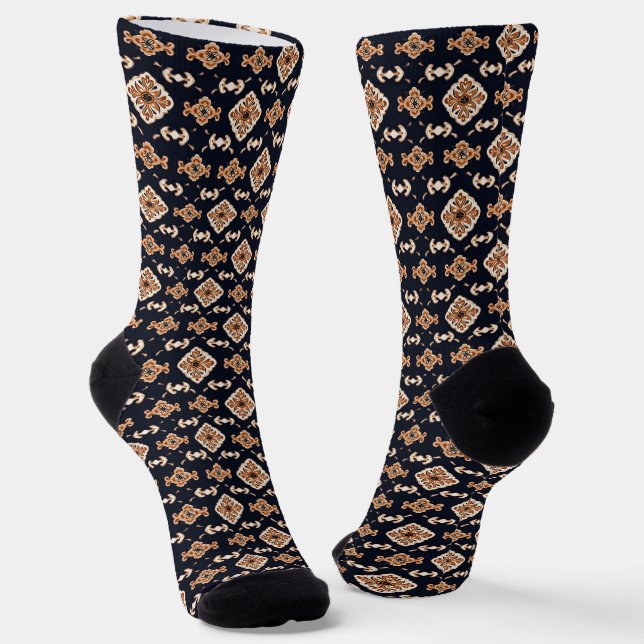 Chaussette Élégant Motif Carré floral (Angulaire)