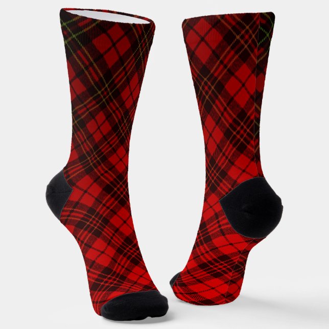 Chaussette Élégant motif rouge de Noël tartan (Angulaire)