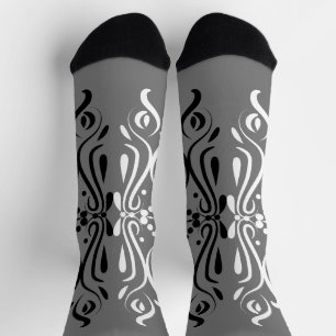 Chaussette Élégant style arlequin Abstrait noir et blanc
