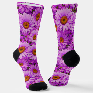 Chaussette Élégante marguerite florale magenta rose foncé