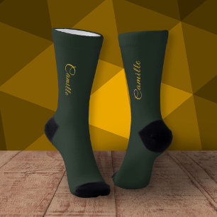 Chaussette élégante or et vert forêt