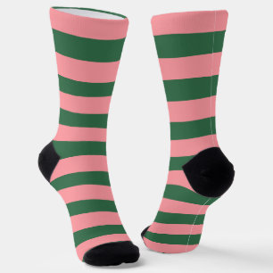 Chaussette Émeraude Vert Et Rose Gratté