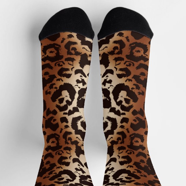 Chaussette Empreinte de léopard Ombre Brown Tan Black (Haut)