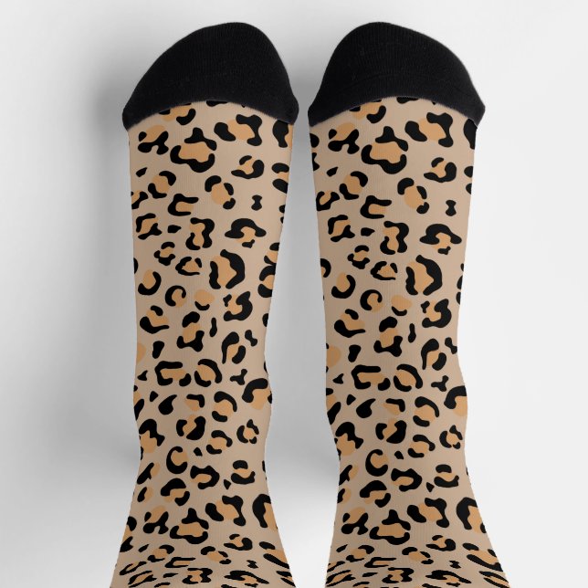 Chaussette Empreinte de léopard, Spots de léopard, Leopard Br (Haut)