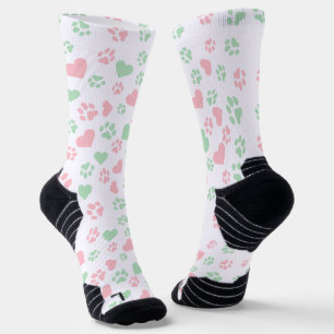 Chaussette Empreinte de patte Chat Blush Pink & Soft Mint Gre