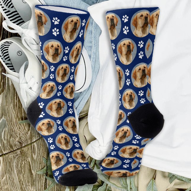 Chaussette Empreintes de pattes photo de chien de compagnie P (Créateur téléchargé)