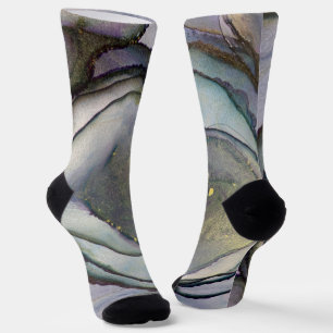 Chaussette Encre Abstraite d'alcool brillant violet Turquoise