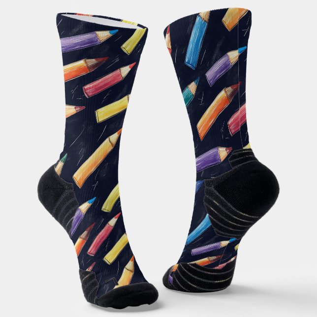 Chaussette Enseignant Motif de dessin de crayon (Angulaire)