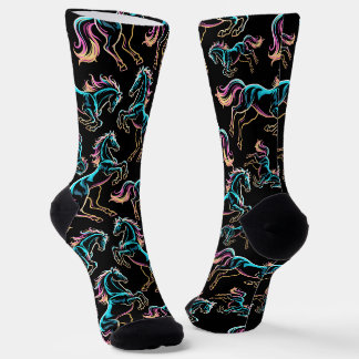 Chaussette Enseigne au néon Cheval Style Rétro Glitch