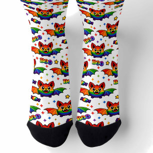 Chaussette 🦇🌈 Équipe de chauves-souris arc-en-ciel BOO-tifu