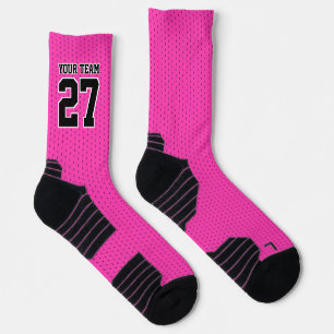 Chaussette Équipe de sport rose vif nom numéro basketball