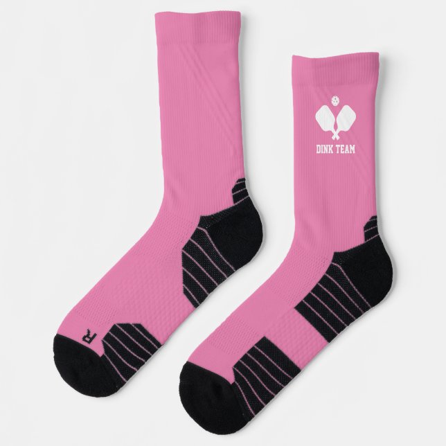 Chaussette Équipe personnalisée Pickleball Pink White (Gauche)