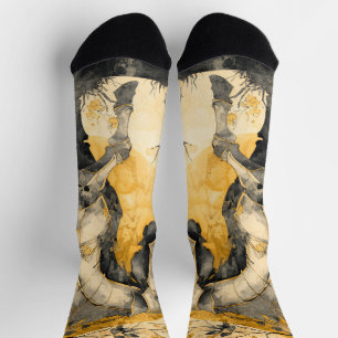 Chaussette Esprit Botanique Vintage Cheval Blanc Fleurs Vigne