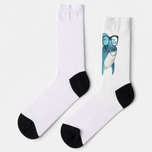 Chaussette Est-ce un dauphin ou une baleine ? Baleine, peu im (Gauche)