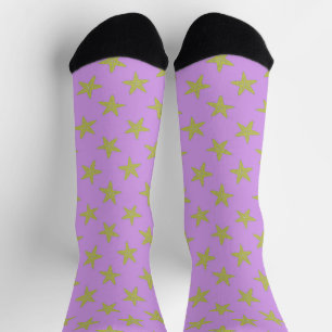 Chaussette Estarfish jaune sur chaussettes motifs roses