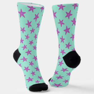 Chaussette Estarfish rose sur chaussettes motifs bleues