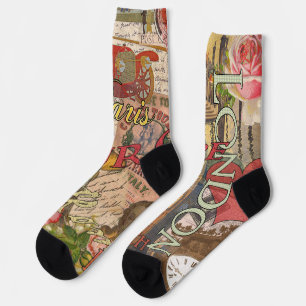 Chaussette Europe Travel Vintage
