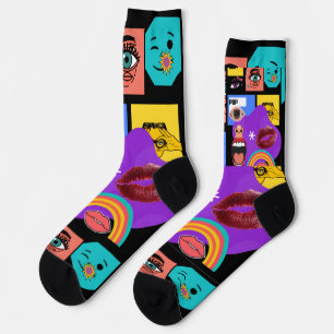 Chaussette Explosion Pop Art Audacieuse de Style Comic Rétro