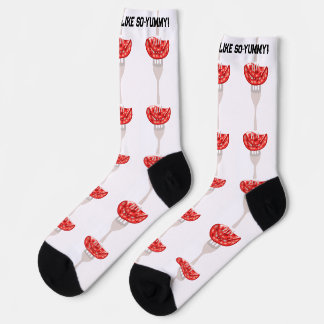 Chaussette Fantastique tranche de salami sur la fourchette Jo