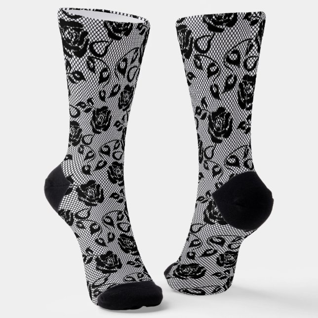 Chaussette Faux Black Rose dentelle Chaussettes Fishnet Desig (Angulaire)