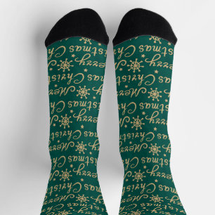 Chaussette Faux Gold & Green Joyeux Noël Lettres
