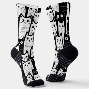 Chaussette Feline Fancy : Chaussettes à motifs de chats noir 