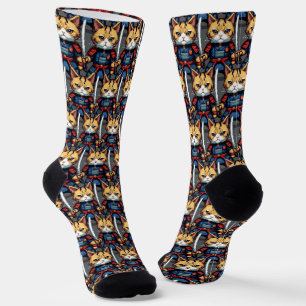 Chaussette Feline Samurai Warrior