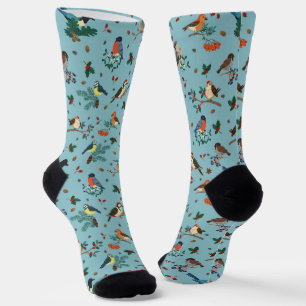 Chaussette Festif Oiseaux d'hiver Motif de Noël