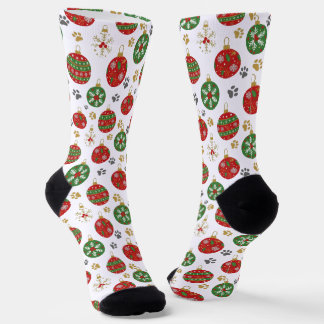 Chaussette 🐾 Festive Paw Print Christmas Ornament Socks